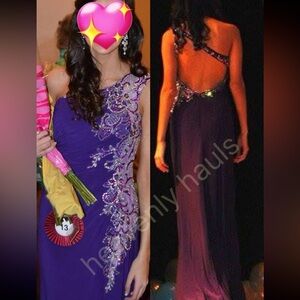 GORGEOUS Royal Purple One Shoulder Embellished Beaded Pageant Prom Gown Size 00